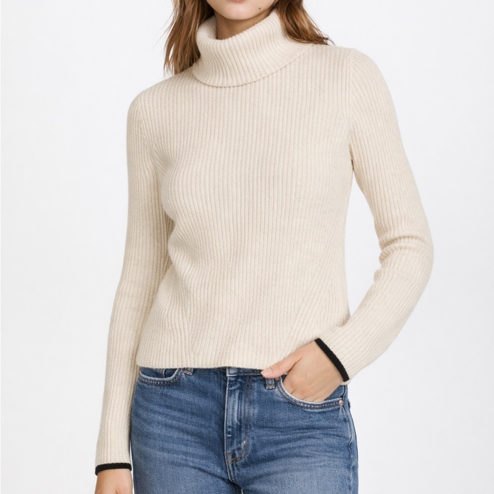 Eleven Six Wool Cashmere Turtleneck Ribbed Sweater